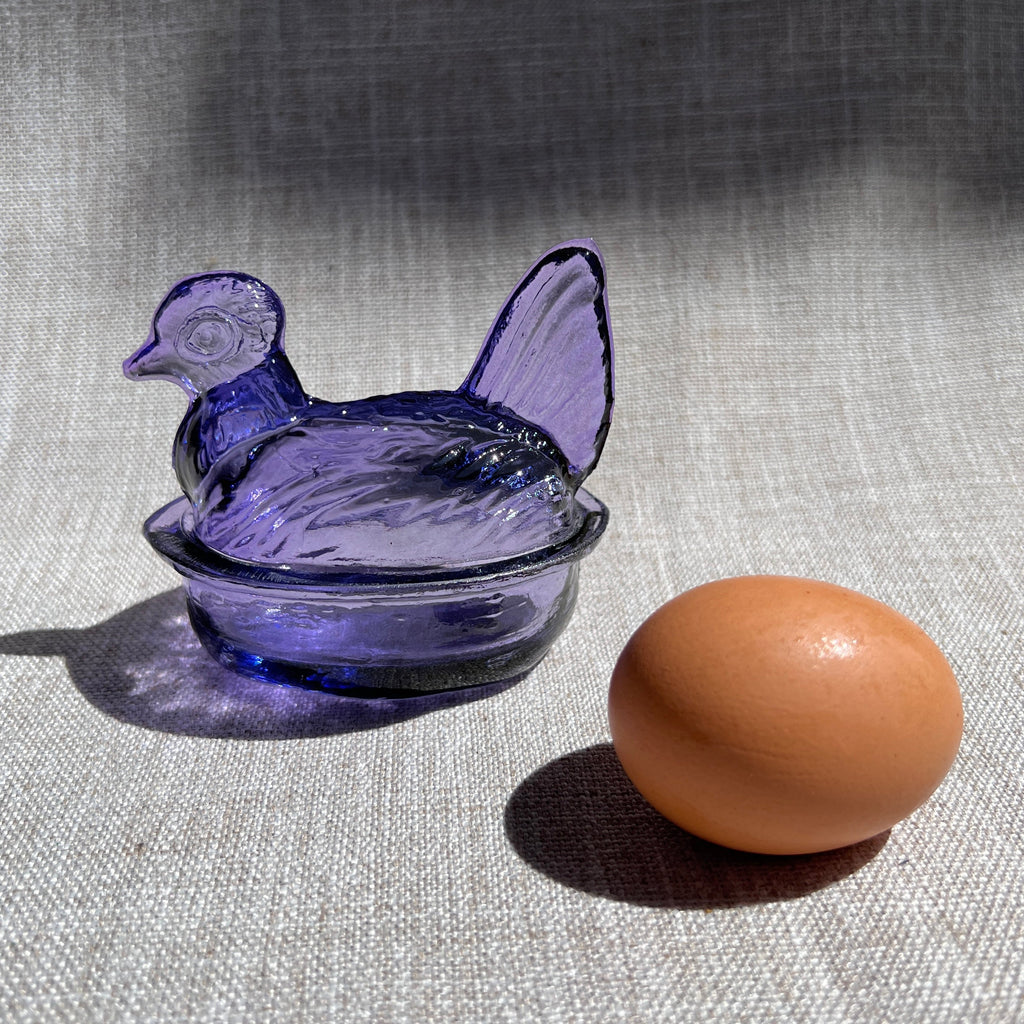 Nesting Hen Bowl & Lid - LAVENDER | Hand Blown Glass - Colombia