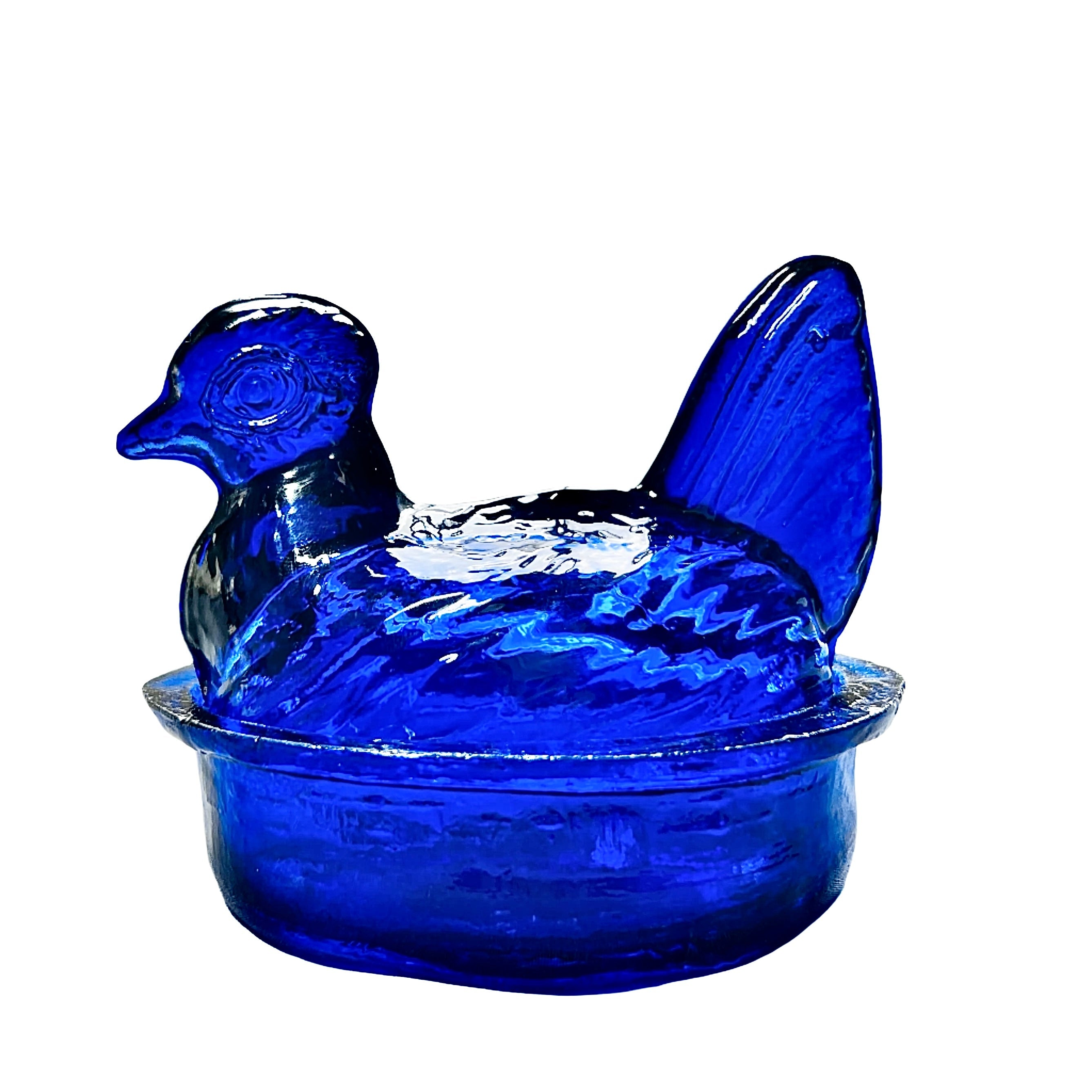 Nesting Hen Bowl & Lid - SAPPHIRE BLUE | Hand Blown Glass - Colombia