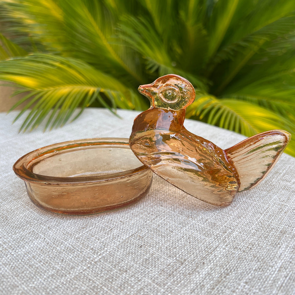 Nesting Hen Bowl & Lid - MAPLE | Hand Blown Glass - Colombia