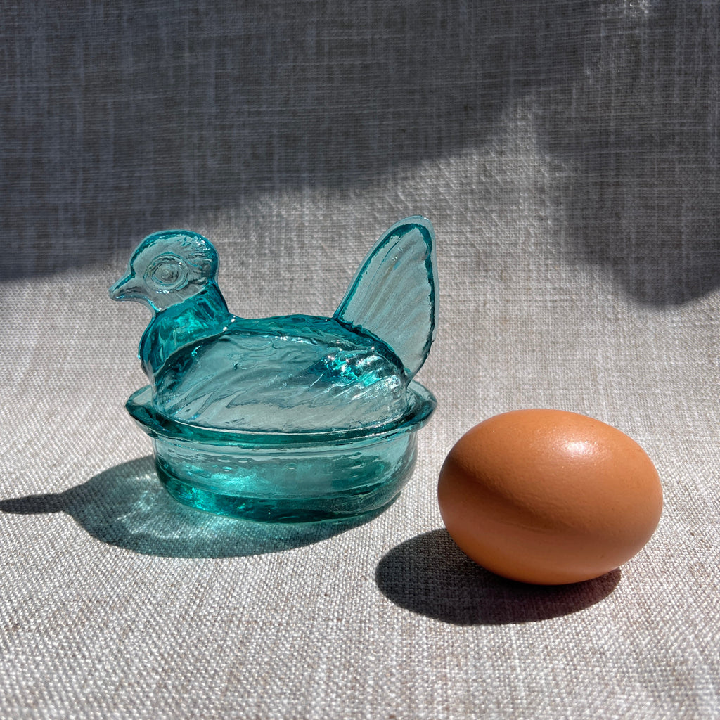 Nesting Hen Bowl & Lid - GLACIER BLUE | Hand Blown Glass - Colombia
